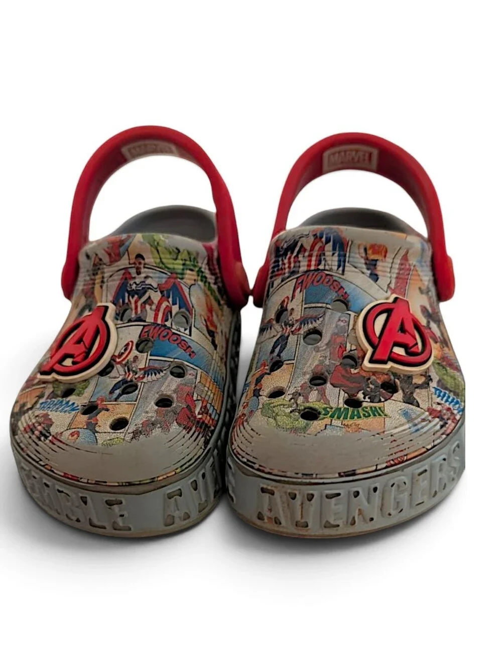 Crocs Marvel Avengers Off Court Clogs Kids Sz 9 Comic Book Superhero + Jibbitz